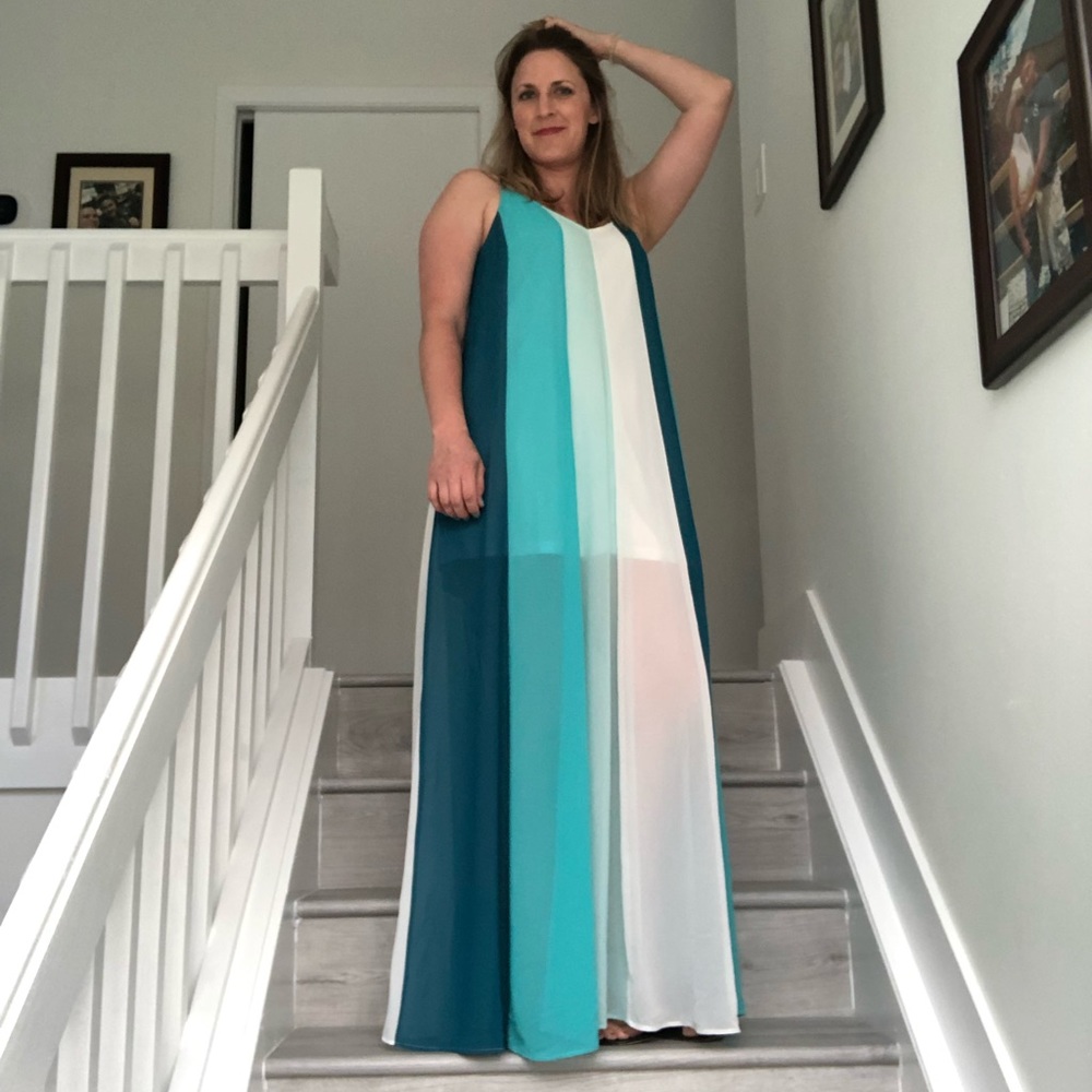 Entro Striped Maxi Dress M New Long Summer - Picture 2 of 6